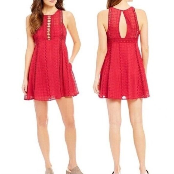 Free People Wherever You Go Sleeveless Dress Red Size Small - Picture 9 of 13